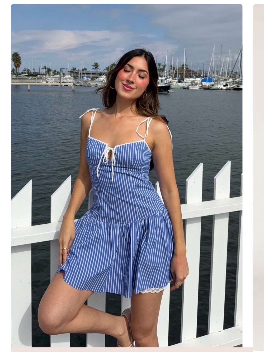 Cotton Candy LA Blue & White Striped Tie-Front Sundress
